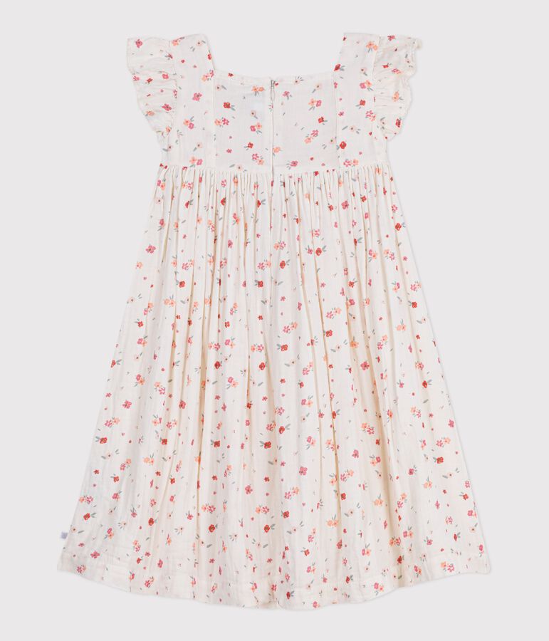 Robe sans manches enfant en coton imprim&eacute; blanc/multicouleur