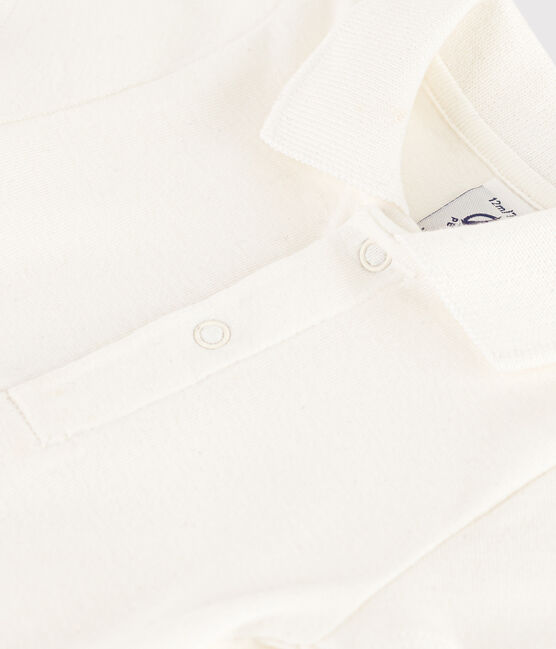 Body manches courtes bébé col polo en coton blanc MARSHMALLOW