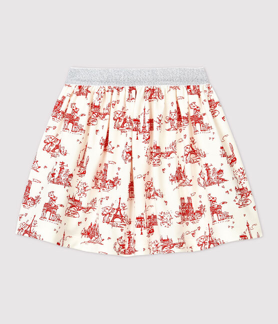 Jupe en molleton enfant fille blanc MARSHMALLOW/rouge TERKUIT