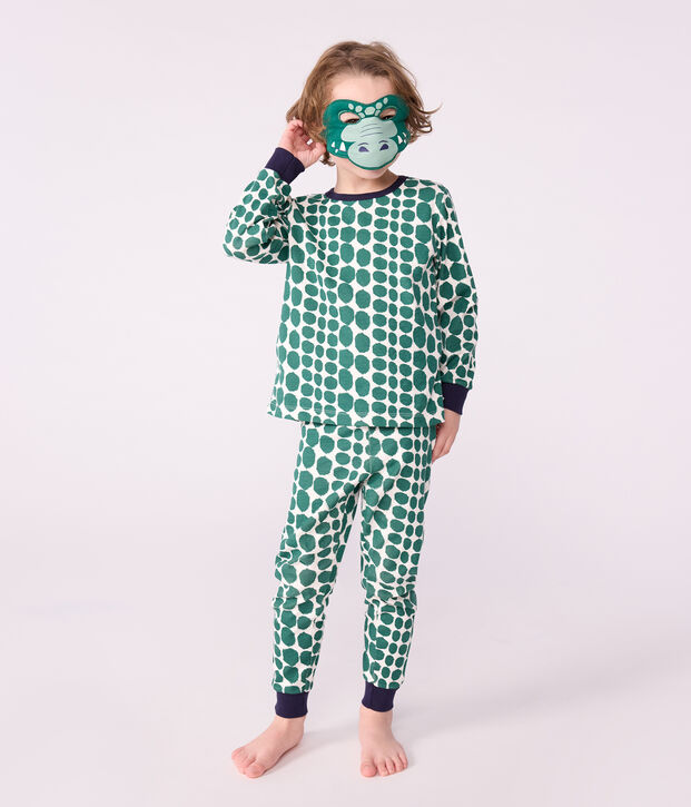 Pyjama d&eacute;guisement enfant en coton imprim&eacute; croco vert/vert