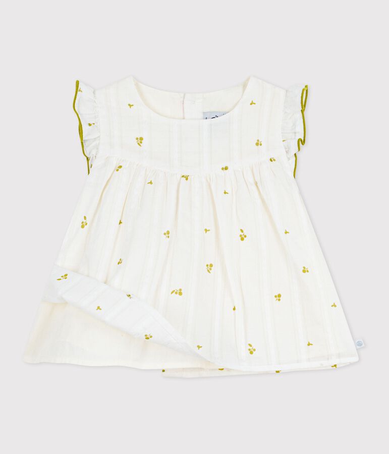 Blouse b&eacute;b&eacute; en coton sans manches en coton, imprim&eacute;e fleurs vert MARSHMALLOW/ MOSS