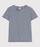 Tee-shirt LE DROIT col rond en coton Femme bleu MEDIEVAL/blanc MARSHMALLOW