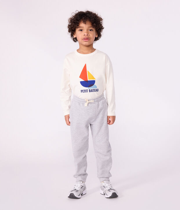Pantalon de jogging enfant en coton uni gris