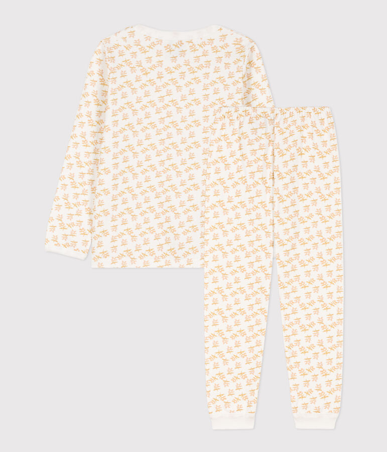 Pyjama fleur petite fille en tubique blanc MARSHMALLOW/blanc MULTICO