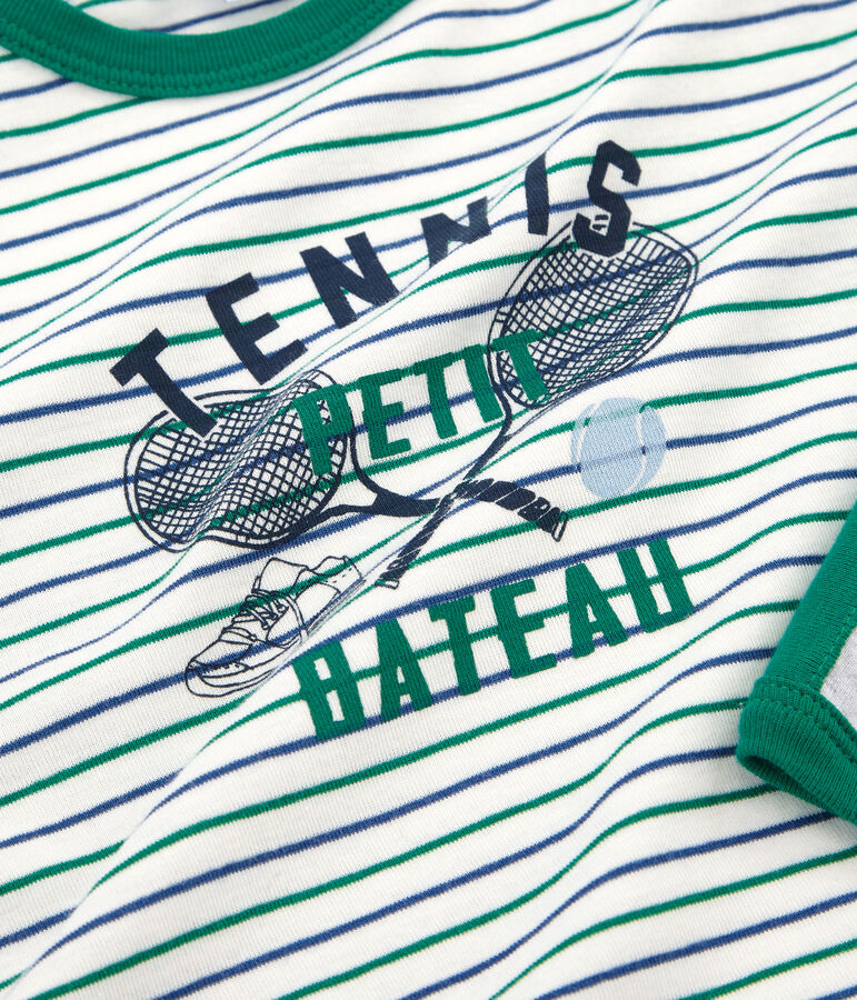 Pyjama petit gar&ccedil;on en c&ocirc;te blanc MARSHMALLOW/blanc MULTICO