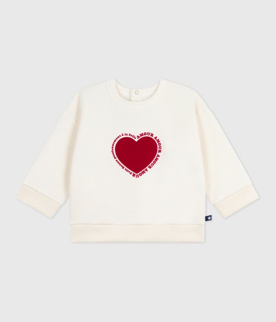 Sweatshirt bébé en coton motif cœur écru MILK