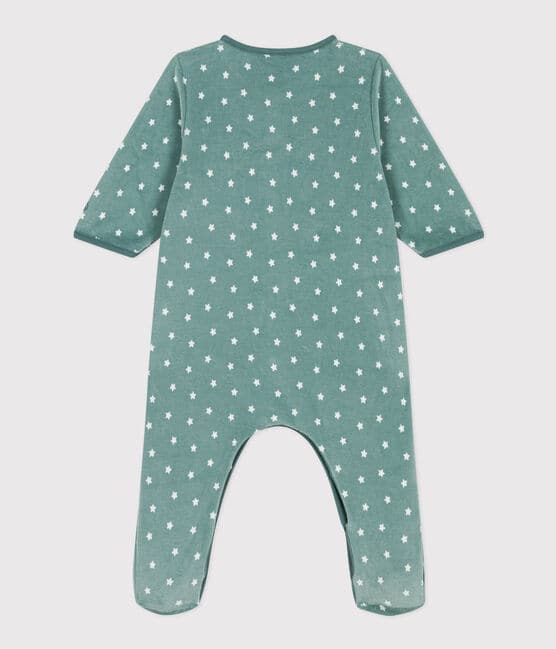 Pyjama bébé étoiles en velours bleu BRUT/blanc MARSHMALLOW