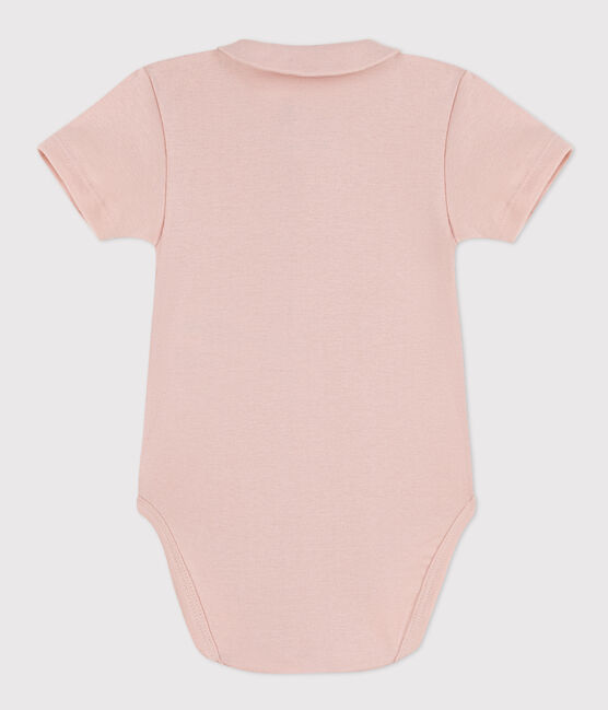 Body manches courtes à col en coton bébé rose SALINE