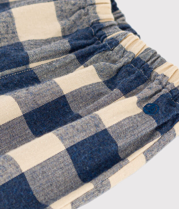 Pantalon en flanelle &agrave; carreaux b&eacute;b&eacute; bleu/&eacute;cru