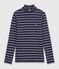 Sous-pull femme en coton &agrave; rayures bleu/blanc
