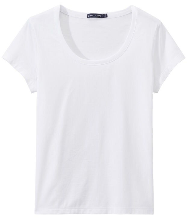 T-shirt femme COL DANSEUSE en jersey fin blanc