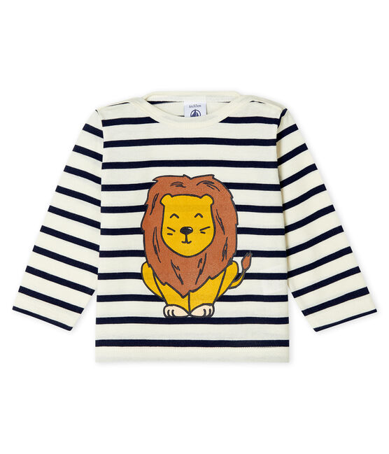Marinière co-création bébé mixte beige COQUILLE/bleu SMOKING CN