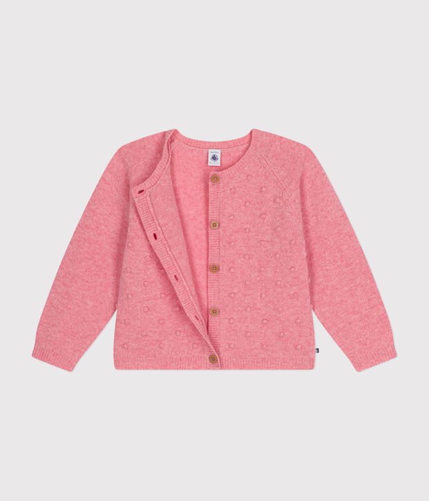 Cardigan en tricot contenant de la laine enfant fille rose