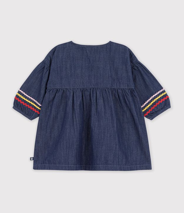Robe b&eacute;b&eacute; en denim manches longues bleu