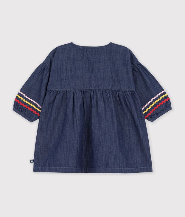 Robe b&eacute;b&eacute; en denim manches longues bleu