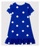 Robe manches courtes en coton et lin enfant fille bleu SURF/blanc MARSHMALLOW