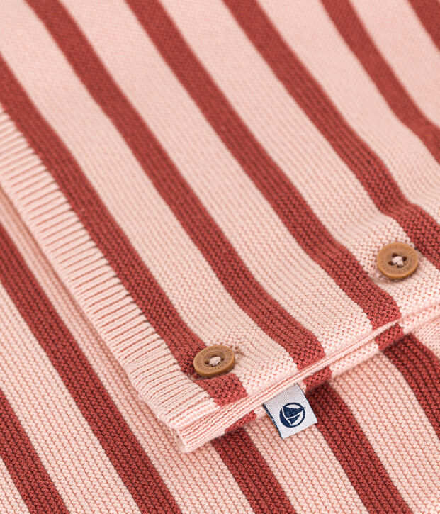 Ensemble 2 pi&egrave;ces en tricot de coton b&eacute;b&eacute; rose/marron