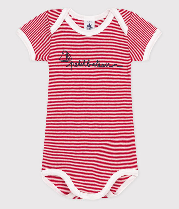 Body manches courtes b&eacute;b&eacute; fille rouge/blanc