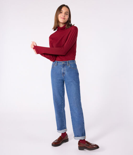 Sous-pull femme l'iconique en coton AMARANTE
