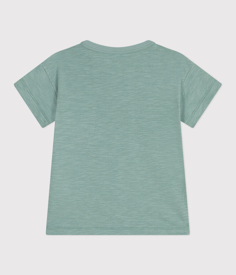 Teeshirt enfant en coton manches courtes uni vert PAUL