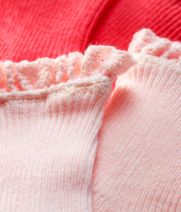 Lot de 2 paires de chaussettes dentelle b&eacute;b&eacute; fille rose
