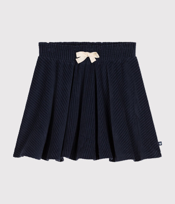Jupe en bouclette velours enfant fille bleu SMOKING