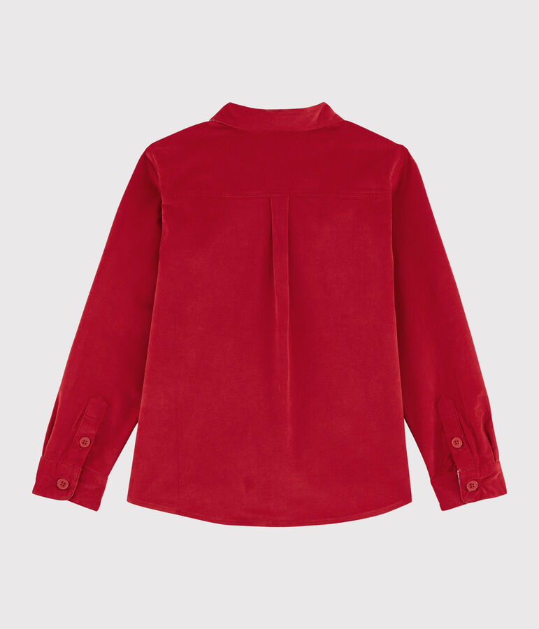 Chemise en velours enfant gar&ccedil;on rouge TERKUIT