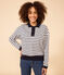 Marinière polo en coton Femme blanc MARSHMALLOW/bleu SMOKING