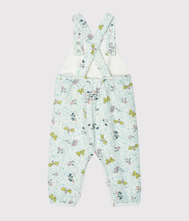 Salopette longue b&eacute;b&eacute; fille en molleton blanc/multicouleur