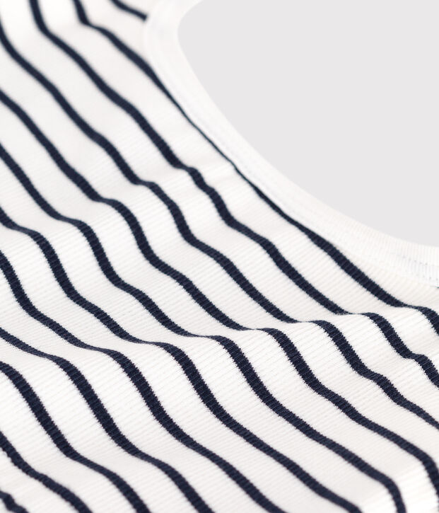 Brassi&egrave;re femme en coton et &eacute;lasthanne &agrave; rayures blanc/bleu