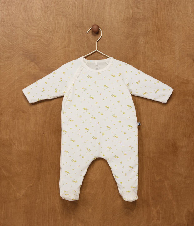 Pyjama b&eacute;b&eacute; en coton fleuri blanc/multicouleur