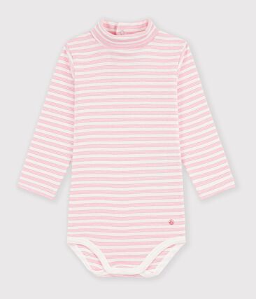 Body bébé col roulé en coton à rayures