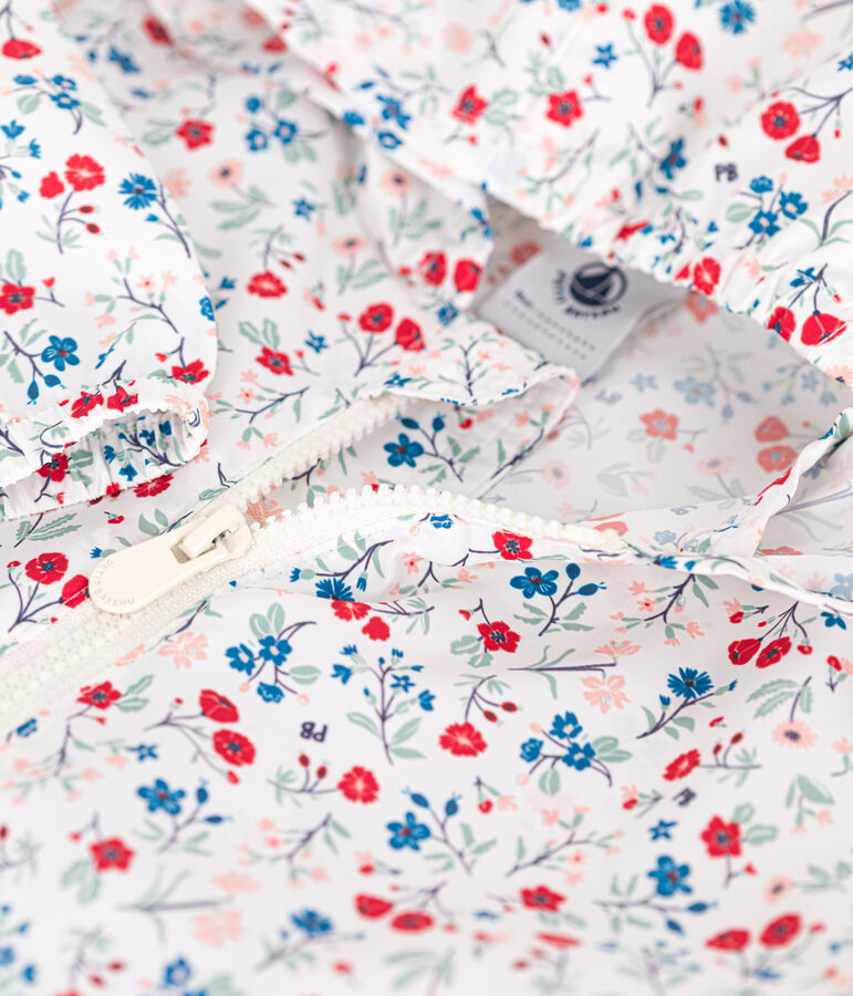 Coupe-vent b&eacute;b&eacute; anti-UV en polyester, imprim&eacute; fleuri blanc MARSHMALLOW/blanc MULTICO