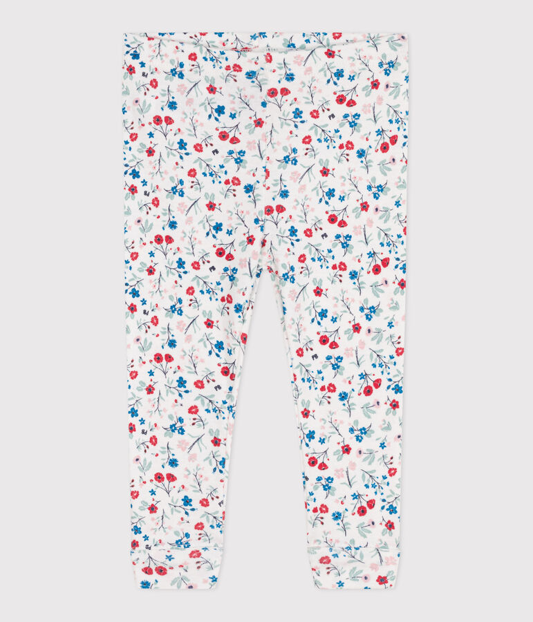 Legging b&eacute;b&eacute; en coton imprim&eacute; &agrave; fleurs blanc MARSHMALLOW/blanc MULTICO