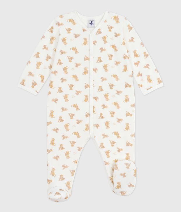 Pyjama b&eacute;b&eacute; en velours imprim&eacute; l&eacute;opards blanc/multicouleur