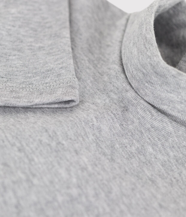 Body manches longues b&eacute;b&eacute; col roul&eacute; en coton gris chin&eacute;
