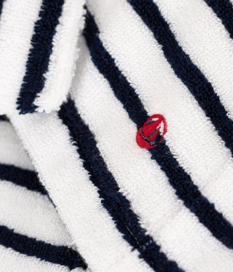 Peignoir ray&eacute; en &eacute;ponge enfant blanc/bleu