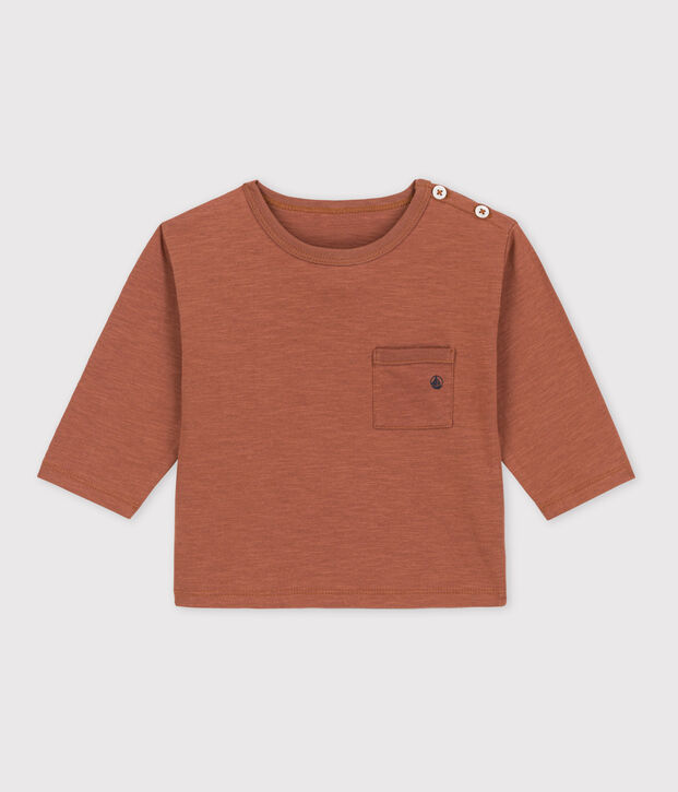 Tee-shirt manches longues b&eacute;b&eacute; en coton marron