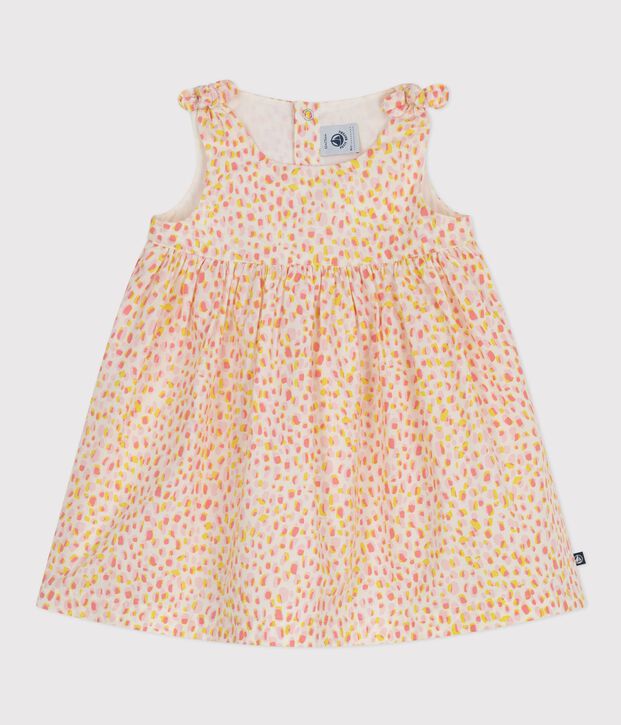 Robe b&eacute;b&eacute; en coton sans manches imprim&eacute;e blanc/multicouleur