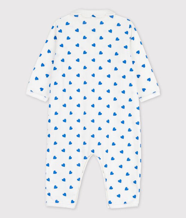 Dors-bien c&oelig;urs bleus b&eacute;b&eacute; sans pieds blanc/bleu