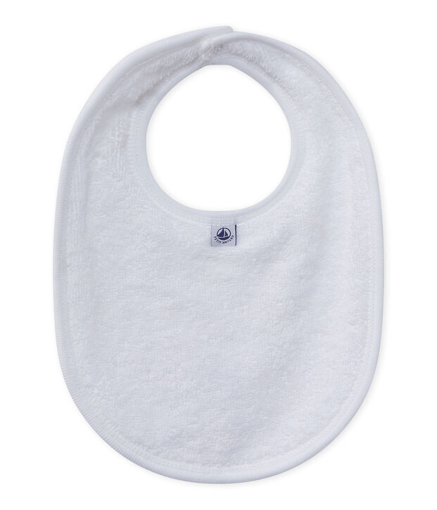 Bavoir b&eacute;b&eacute; mixte en velours doubl&eacute; blanc