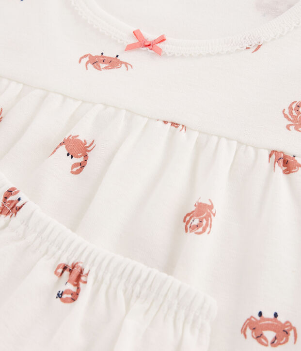 Pyjacourt crabes petite fille en coton blanc/multicouleur