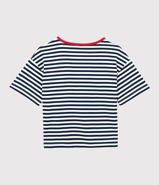 Tee-shirt LE BOXY en coton Femme bleu MEDIEVAL/blanc MARSHMALLOW