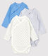 Lot de 3 bodies croisés manches longues bébé en coton biologique