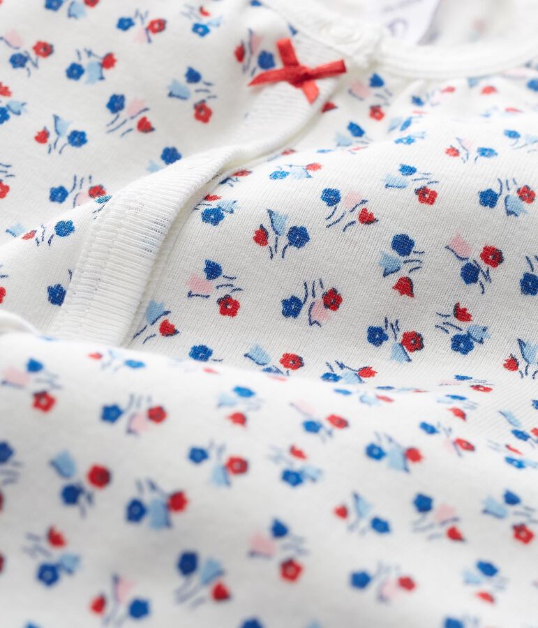 Combicourt b&eacute;b&eacute; fille en c&ocirc;te blanc/multicouleur