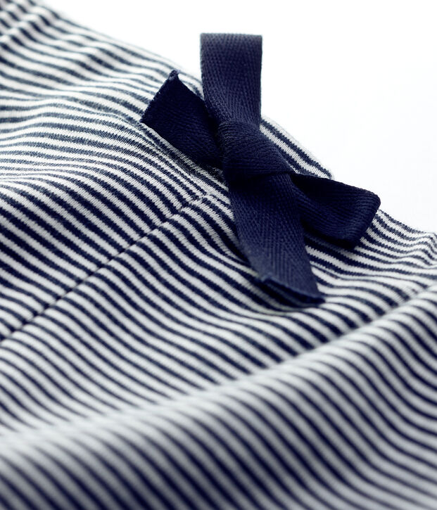 Short ray&eacute; milleraies en coton bio b&eacute;b&eacute; bleu/blanc