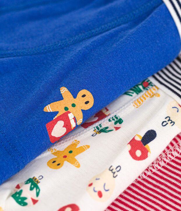 Lot de 3 boxers No&euml;l en coton enfant multicouleur