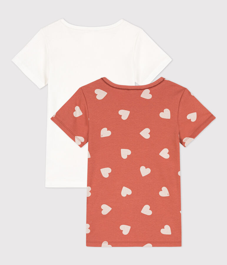 Lot de 2 tee-shirts manches courtes coeur petite fille en coton variante 1