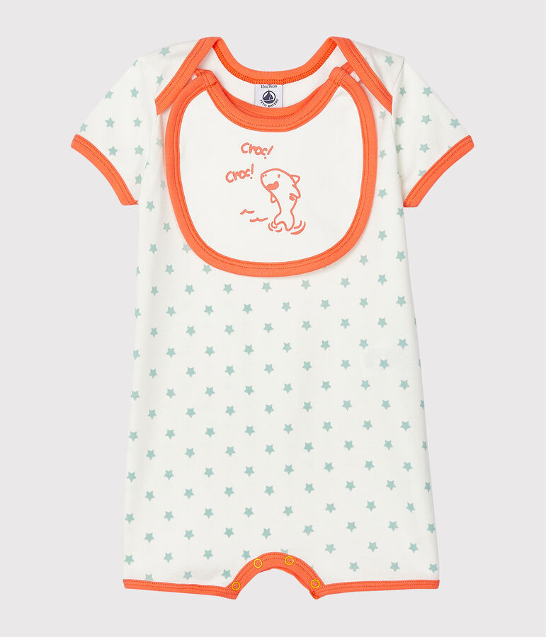 Combicourt b&eacute;b&eacute; gar&ccedil;on en c&ocirc;te blanc MARSHMALLOW/vert VERGLAS