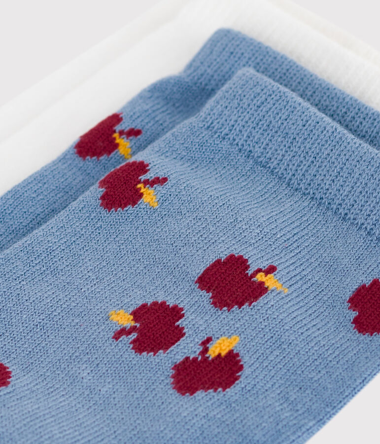 2 paires de chaussettes enfant en coton imprim&eacute; pommes variante 1